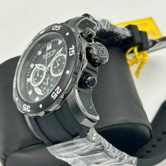 BRAND NEW Invicta Pro Diver Scuba JET BLACK Dial Chronograph Date Watch - Picture 2 of 9